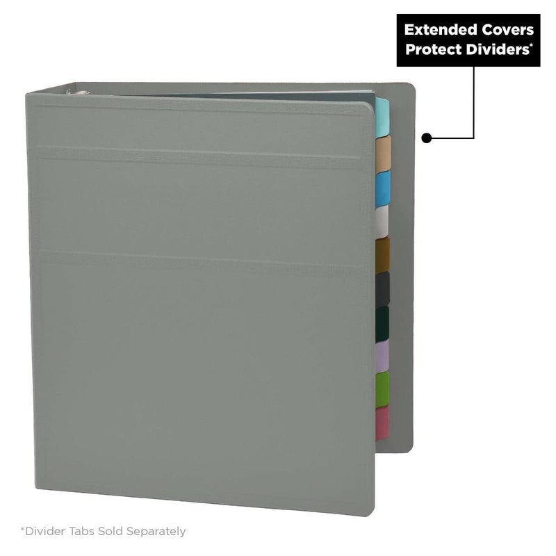 Carstens 3-Inch Heavy Duty 3-Ring Binder - Side Opening, Ash Gray, Durable Plastic, Precision No-Gap Rings, Waterproof Cover, No Pockets, Holds 400 US Letter Sheets, BPA-Free, Made in USA (1742-3R) - Image 4